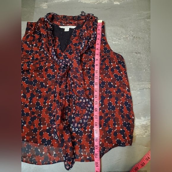 Diane Von Furstenberg 100% silk sleeveless top. Scarf. Red, navy blue. Size M. - Picture 14 of 14